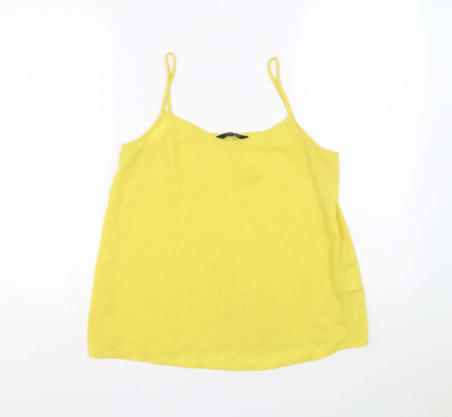 New Look Womens Yellow Polyester Basic Blouse Size 10 V-Neck