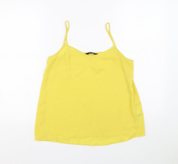 New Look Womens Yellow Polyester Basic Blouse Size 10 V-Neck