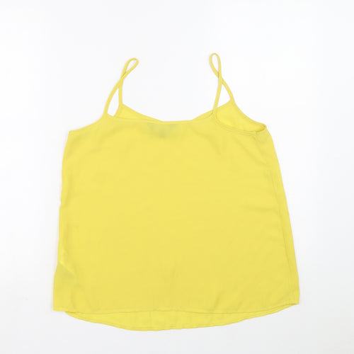New Look Womens Yellow Polyester Basic Blouse Size 10 V-Neck