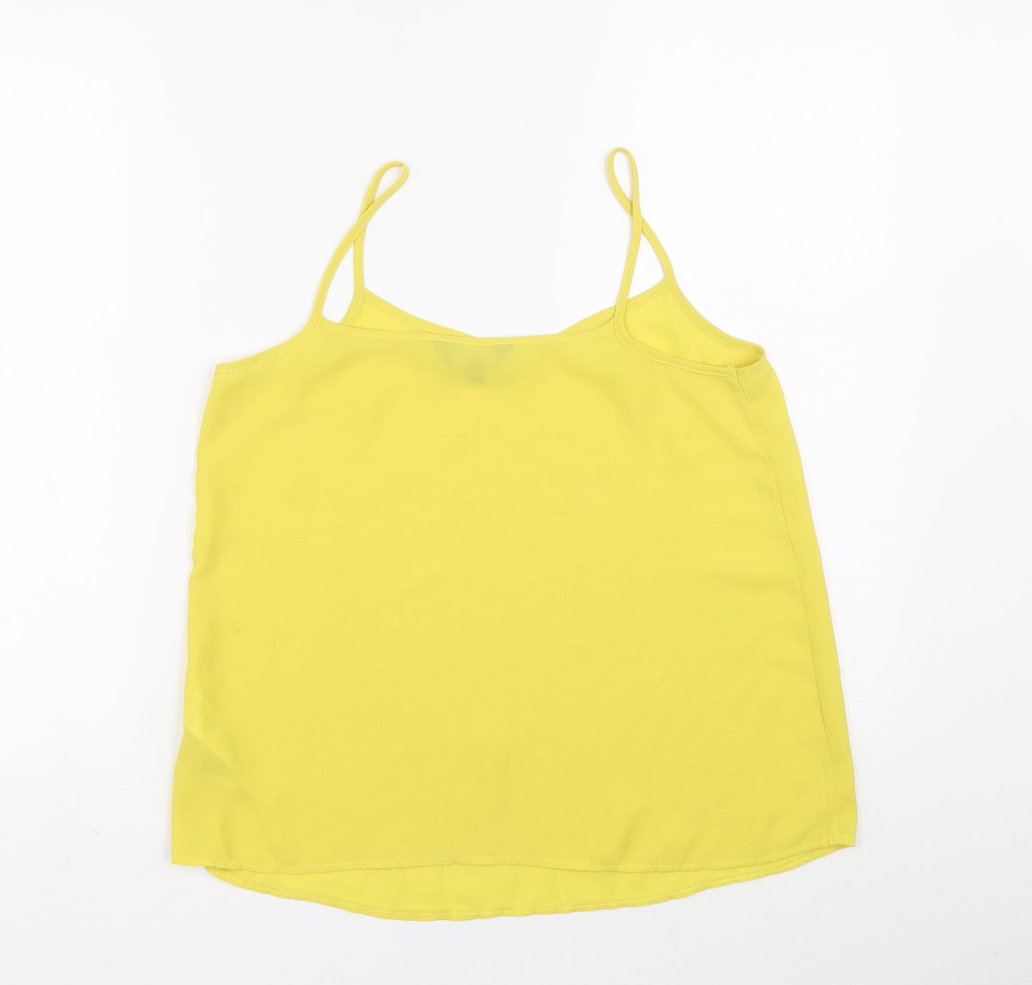 New Look Womens Yellow Polyester Basic Blouse Size 10 V-Neck