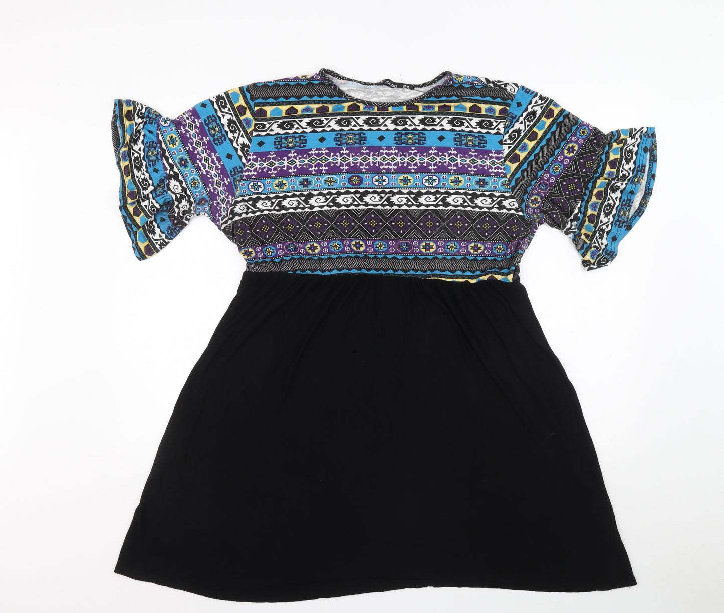 Boohoo Womens Multicoloured Geometric Viscose A-Line Size 18 Round Neck Pullover - Aztec print