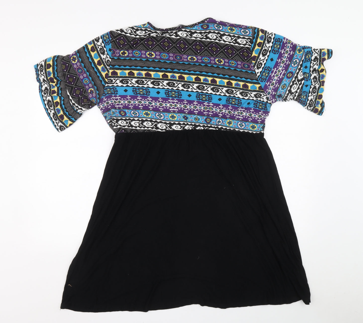 Boohoo Womens Multicoloured Geometric Viscose A-Line Size 18 Round Neck Pullover - Aztec print