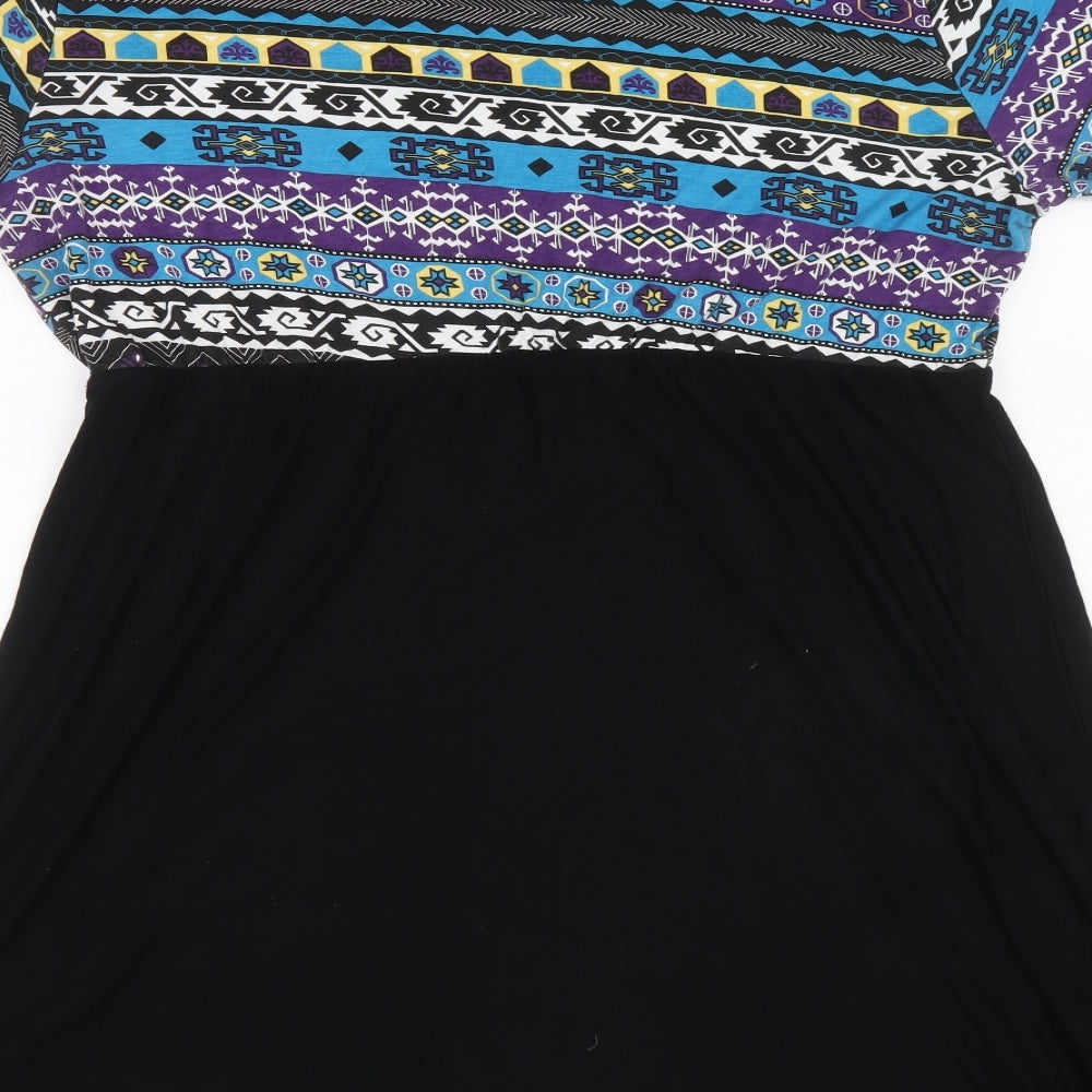 Boohoo Womens Multicoloured Geometric Viscose A-Line Size 18 Round Neck Pullover - Aztec print