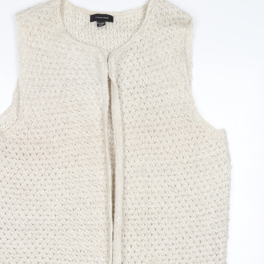Atmosphere Womens Beige V-Neck Acrylic Cardigan Jumper Size 18