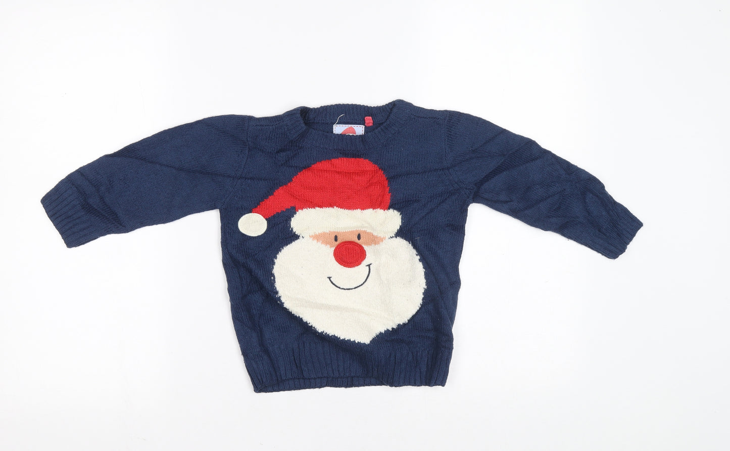 TU Boys Blue Crew Neck Acrylic Pullover Jumper Size 2-3 Years Pullover - Father Christmas Jumper