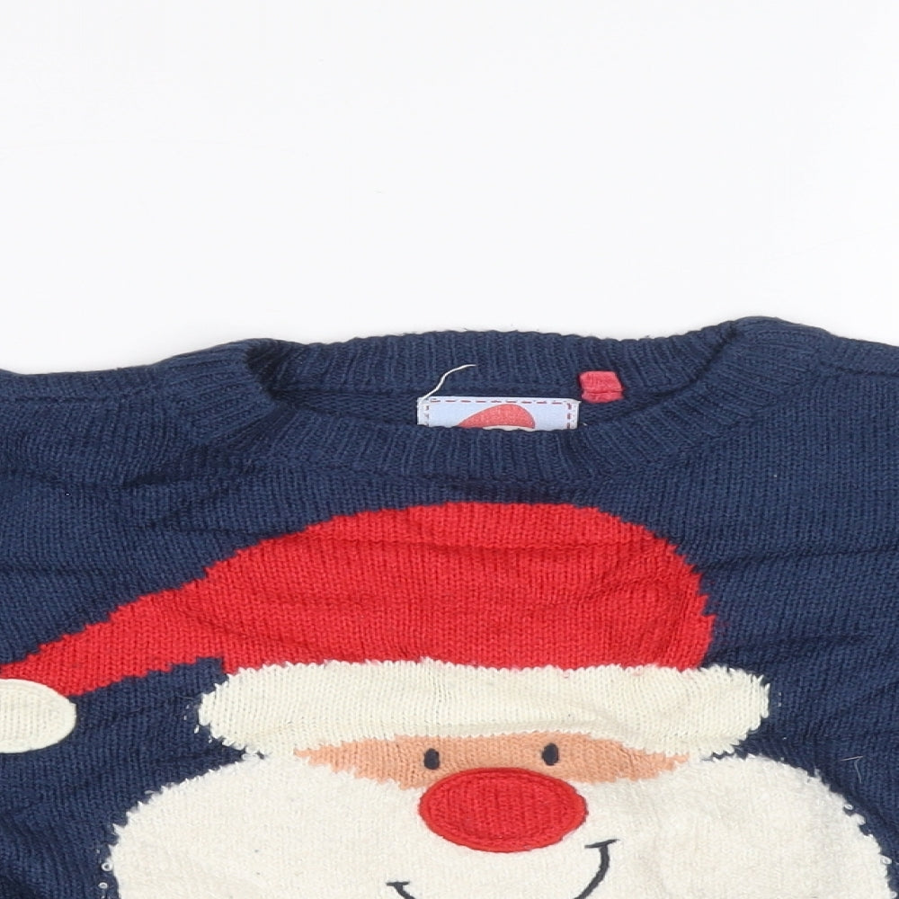 TU Boys Blue Crew Neck Acrylic Pullover Jumper Size 2-3 Years Pullover - Father Christmas Jumper