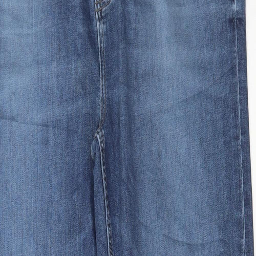 Marks and Spencer Womens Blue Cotton Straight Jeans Size 16 L29 in Regular Button