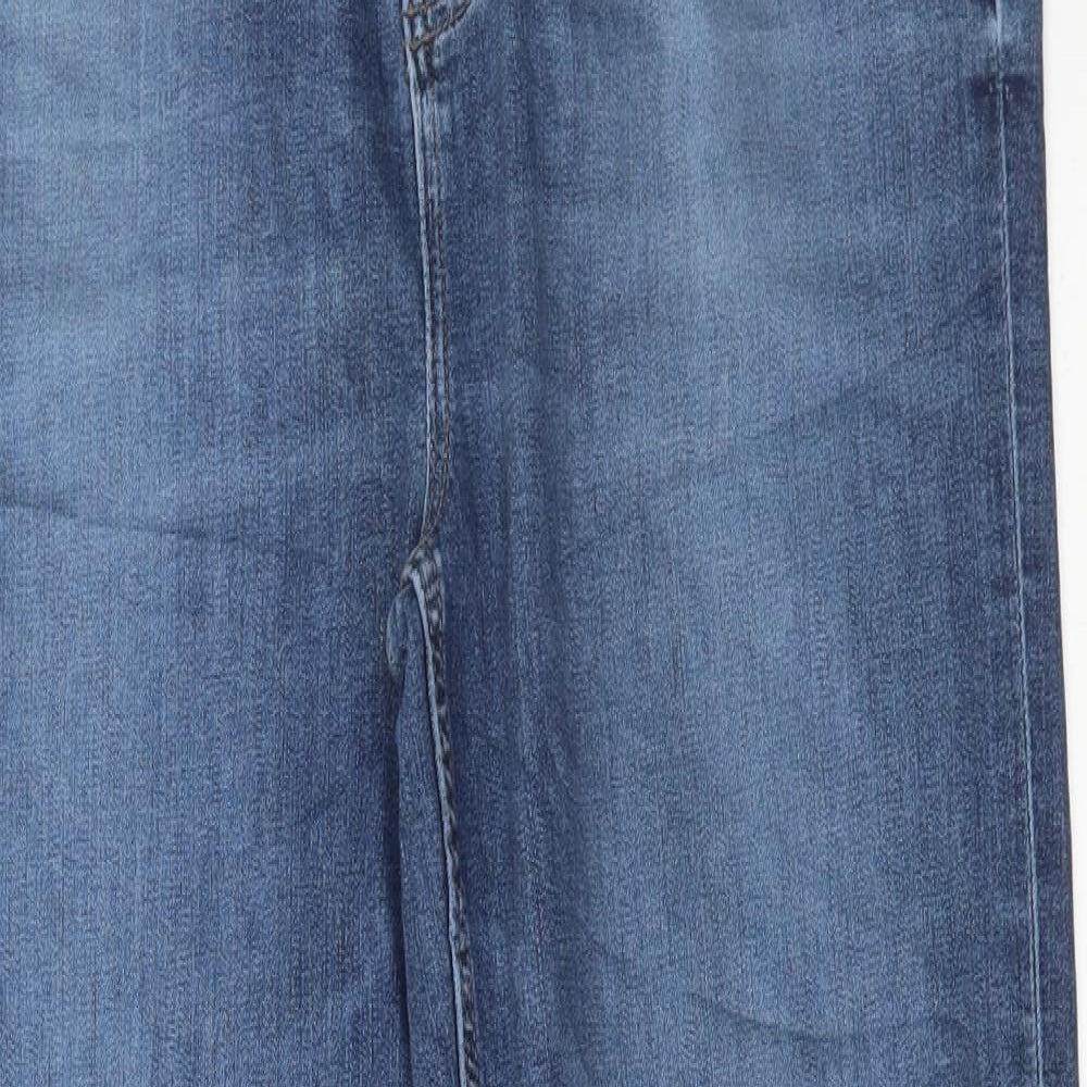 Marks and Spencer Womens Blue Cotton Straight Jeans Size 16 L29 in Regular Button