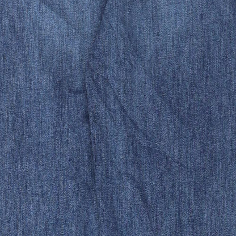Marks and Spencer Womens Blue Cotton Straight Jeans Size 16 L29 in Regular Button