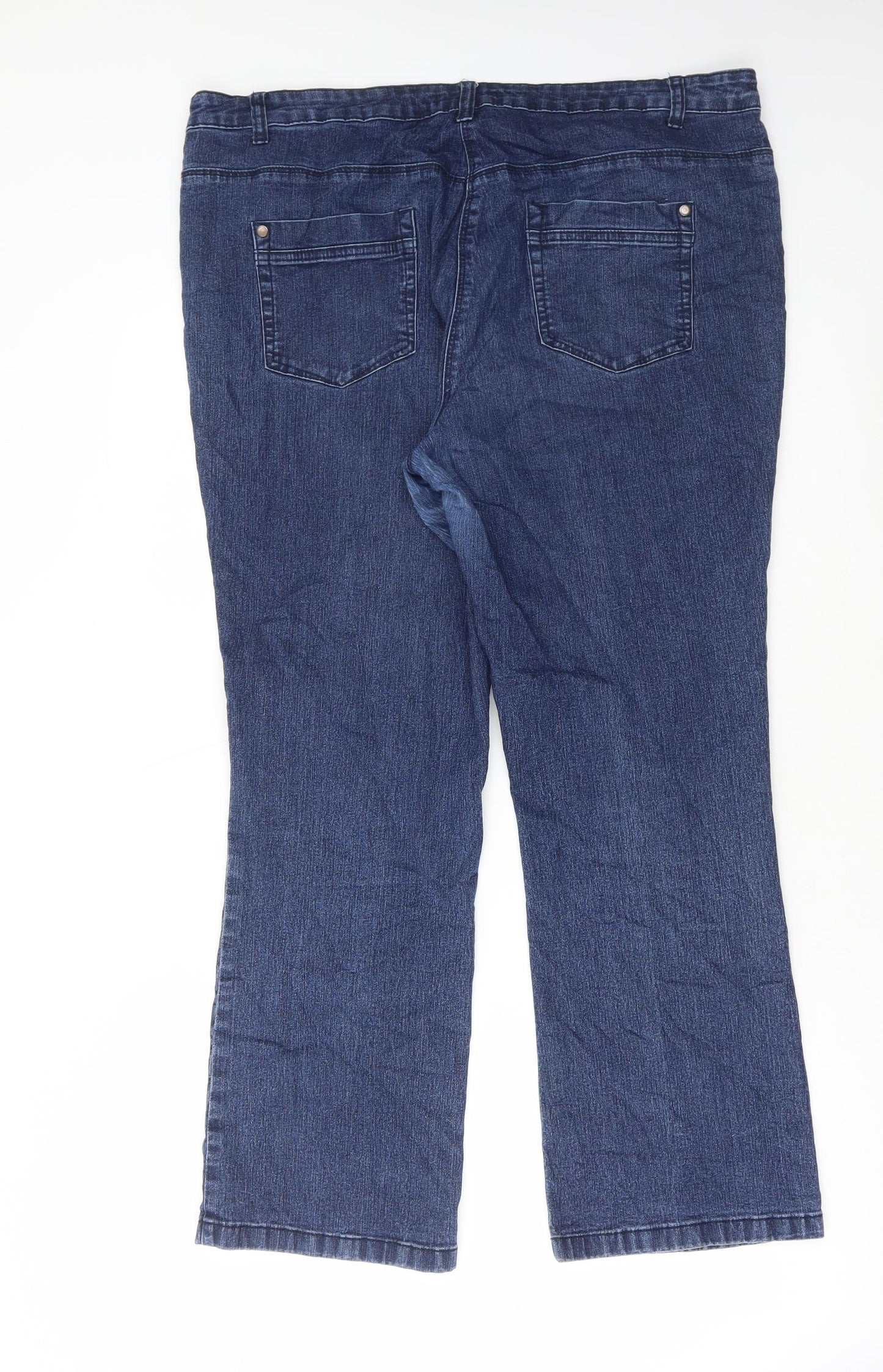 Marks and Spencer Womens Blue Cotton Bootcut Jeans Size 18 L28 in Regular Button