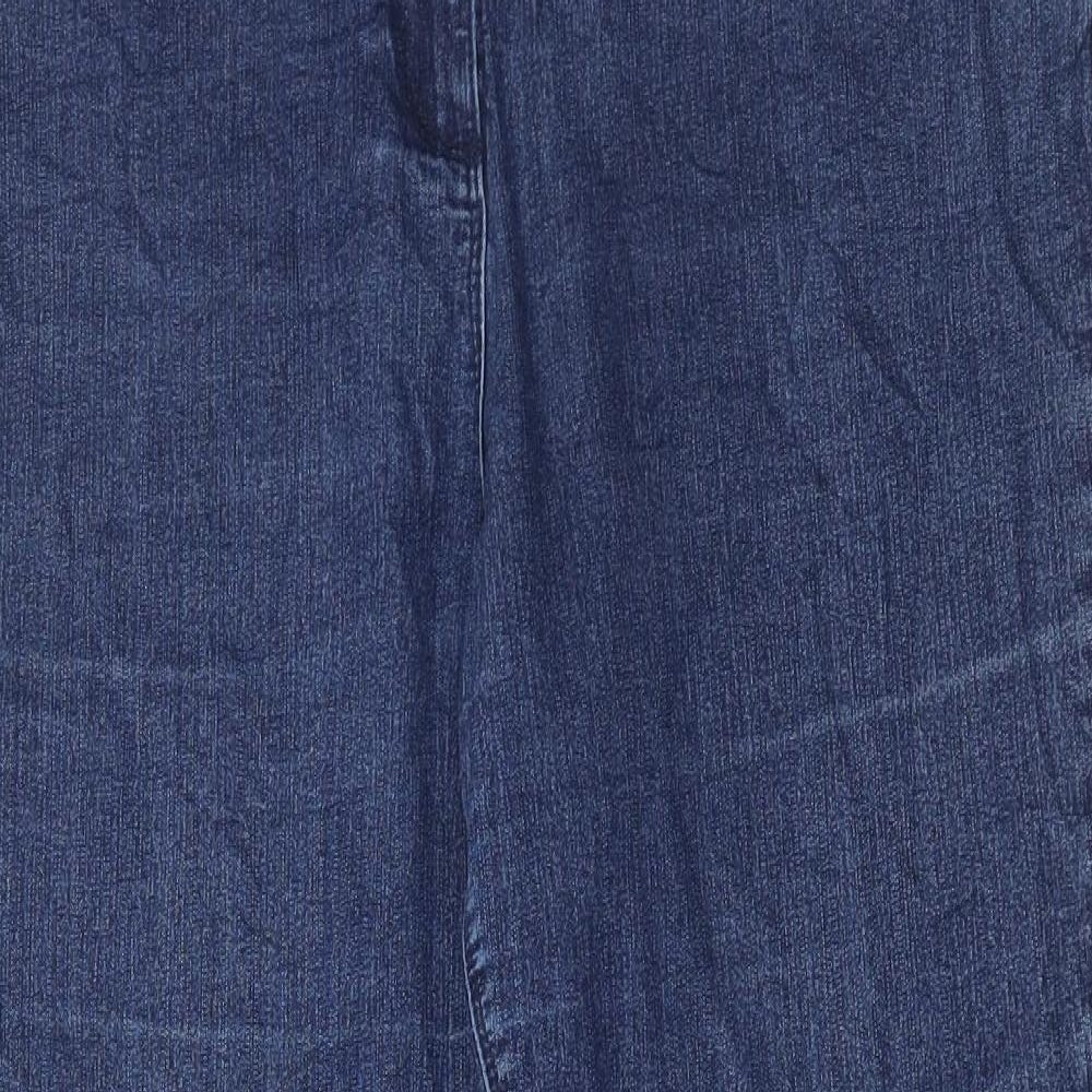 Marks and Spencer Womens Blue Cotton Bootcut Jeans Size 18 L28 in Regular Button