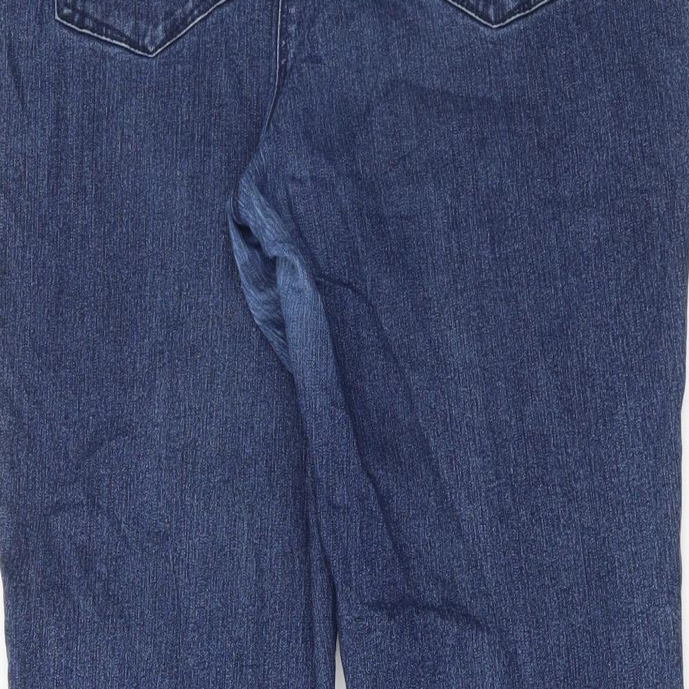 Marks and Spencer Womens Blue Cotton Bootcut Jeans Size 18 L28 in Regular Button