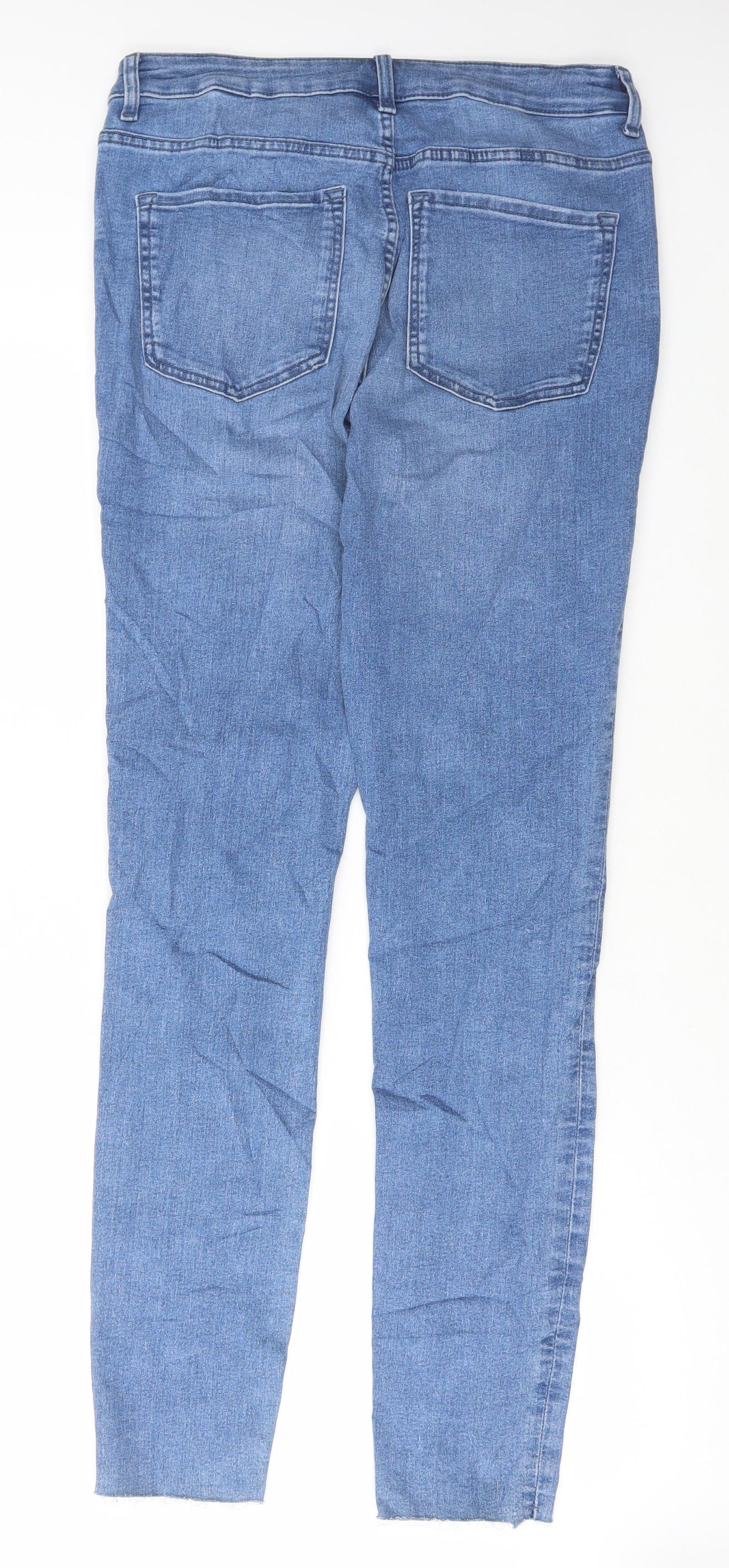 Marks and Spencer Womens Blue Cotton Skinny Jeans Size 12 L31 in Regular Button