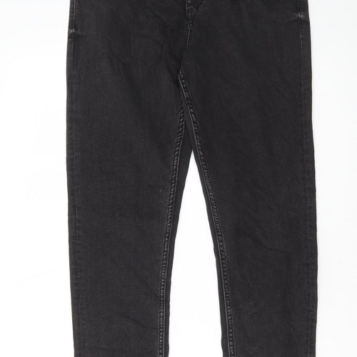 Marks and Spencer Womens Grey Cotton Skinny Jeans Size 12 L29 in Regular Button
