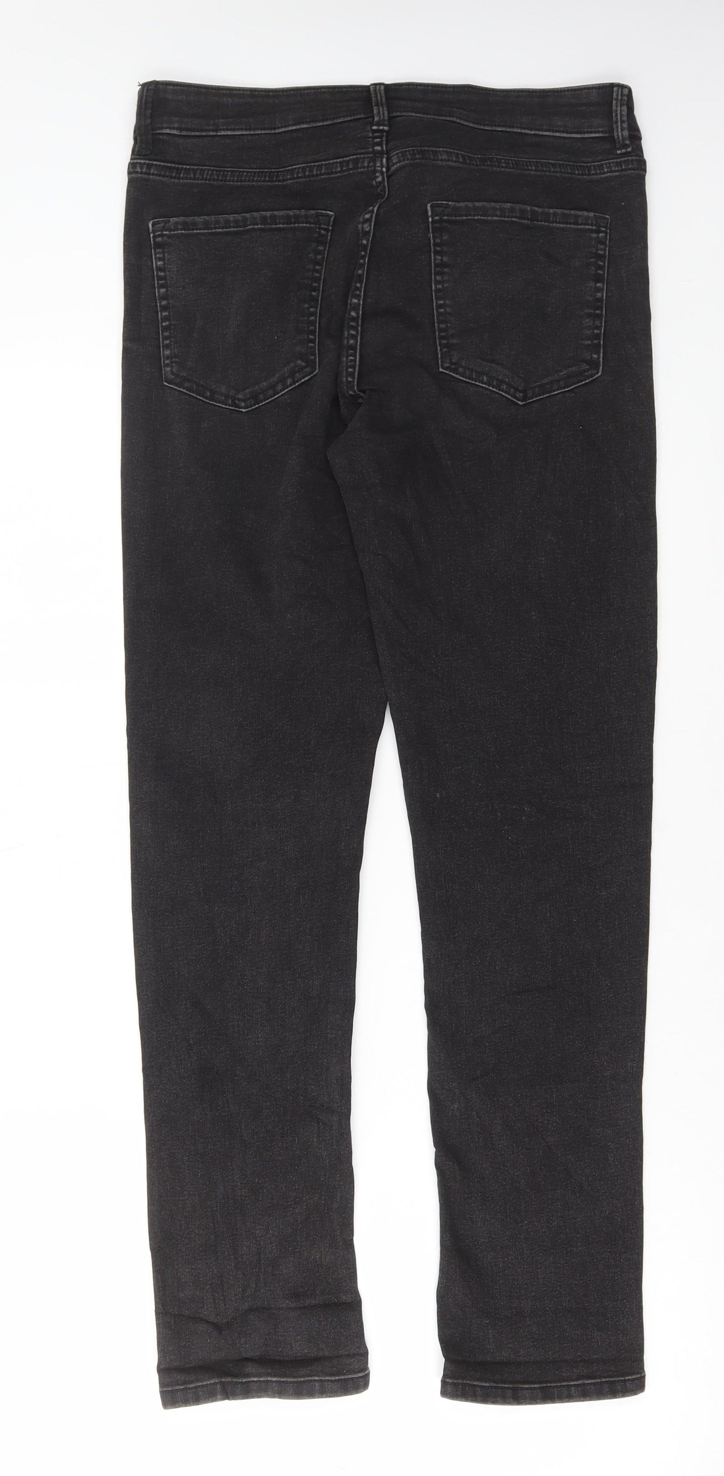 Marks and Spencer Womens Grey Cotton Skinny Jeans Size 12 L29 in Regular Button