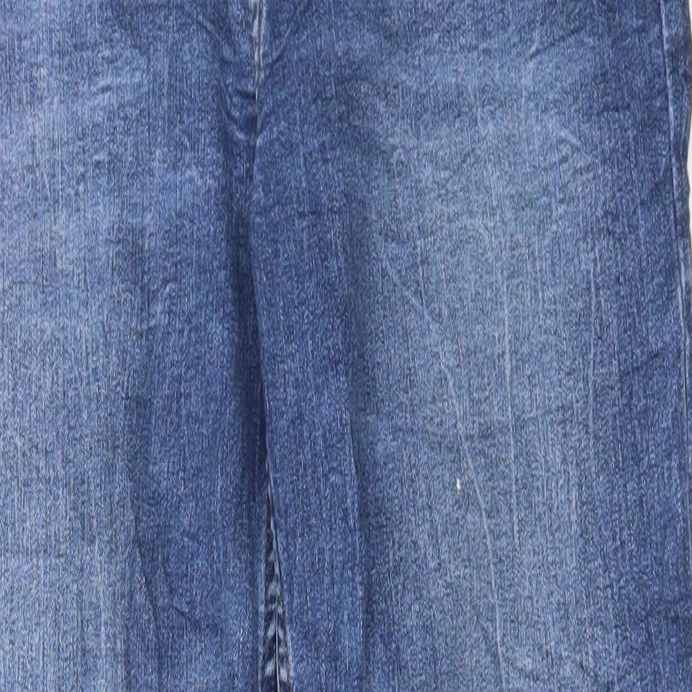 Marks and Spencer Womens Blue Cotton Straight Jeans Size 12 L28 in Regular Button