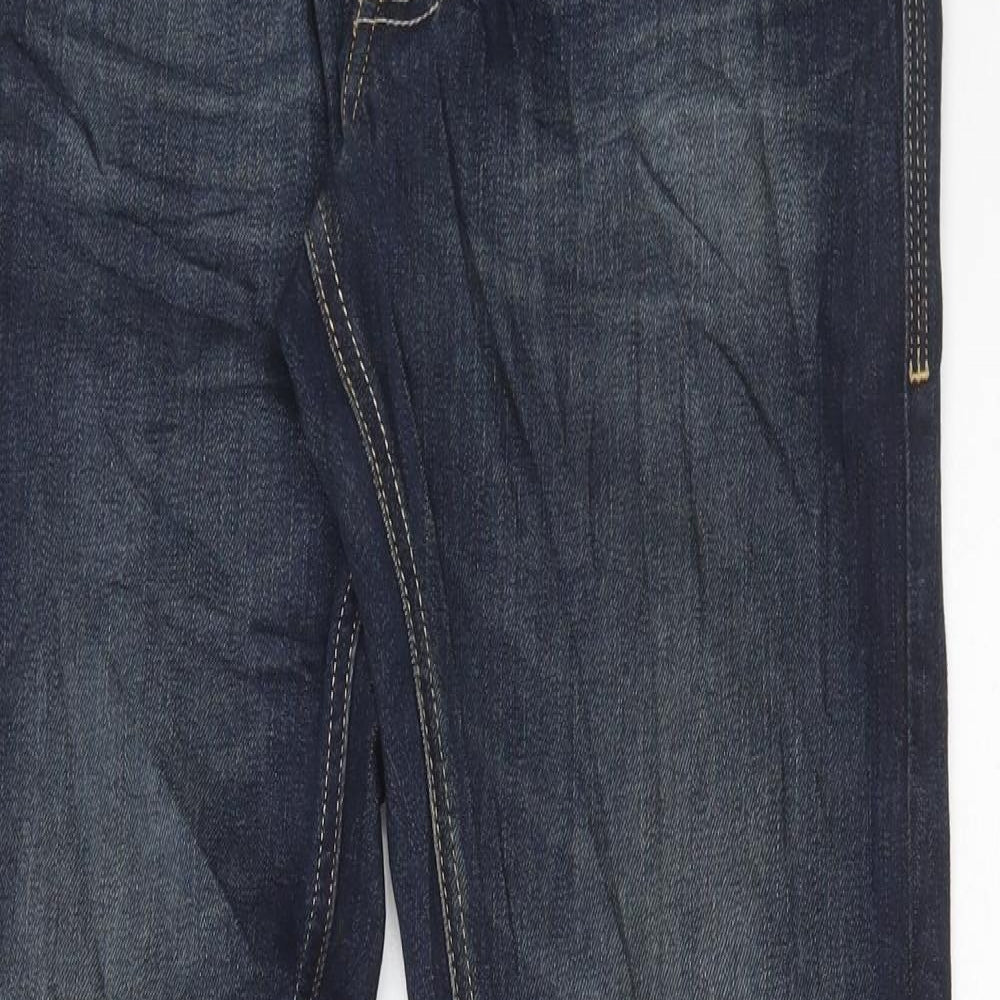 Marks and Spencer Mens Blue Cotton Straight Jeans Size 30 in L33 in Regular Button