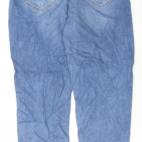 Marks and Spencer Womens Blue Cotton Boyfriend Jeans Size 12 L27 in Regular Button