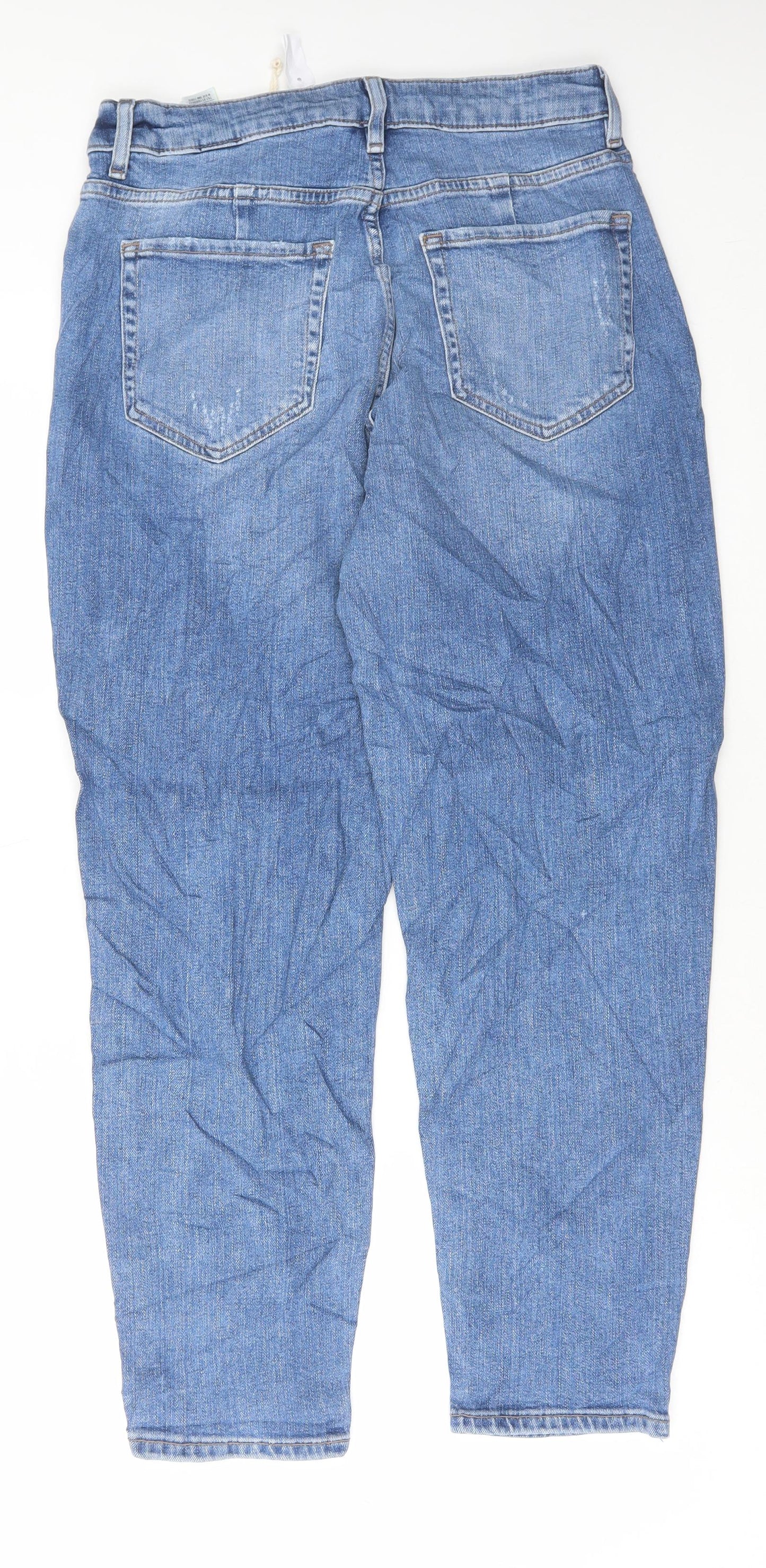 Marks and Spencer Womens Blue Cotton Boyfriend Jeans Size 12 L27 in Regular Button