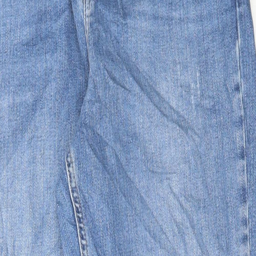 Marks and Spencer Womens Blue Cotton Boyfriend Jeans Size 12 L27 in Regular Button