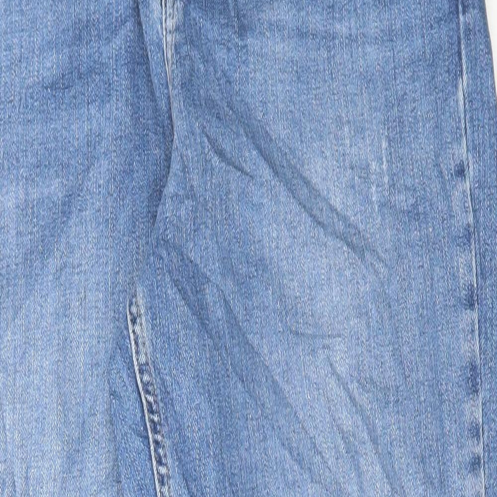 Marks and Spencer Womens Blue Cotton Boyfriend Jeans Size 12 L27 in Regular Button