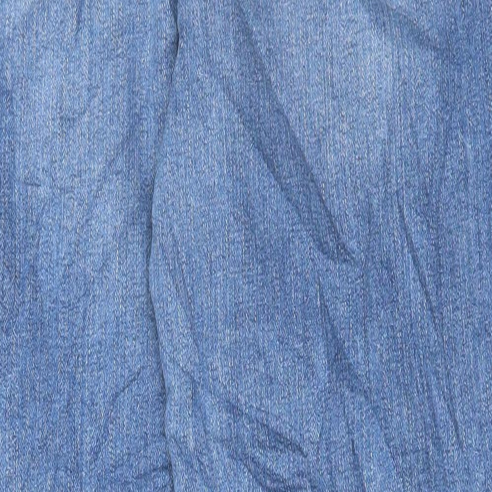 Marks and Spencer Womens Blue Cotton Boyfriend Jeans Size 12 L27 in Regular Button