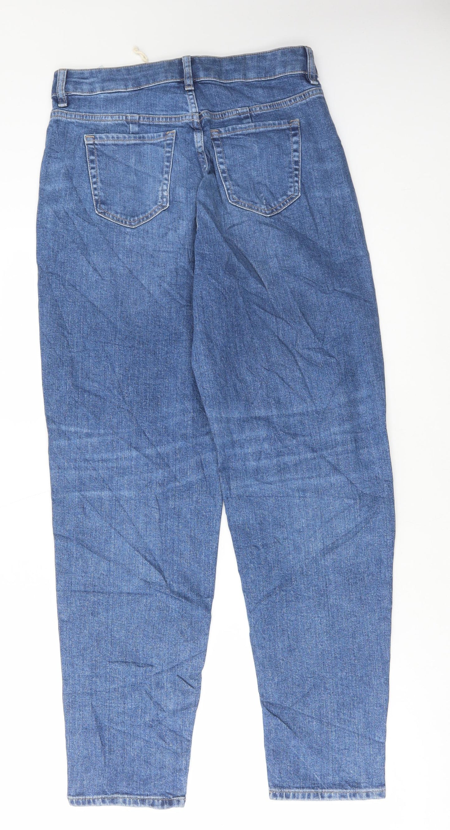 Marks and Spencer Womens Blue Cotton Mom Jeans Size 10 L30 in Regular Button