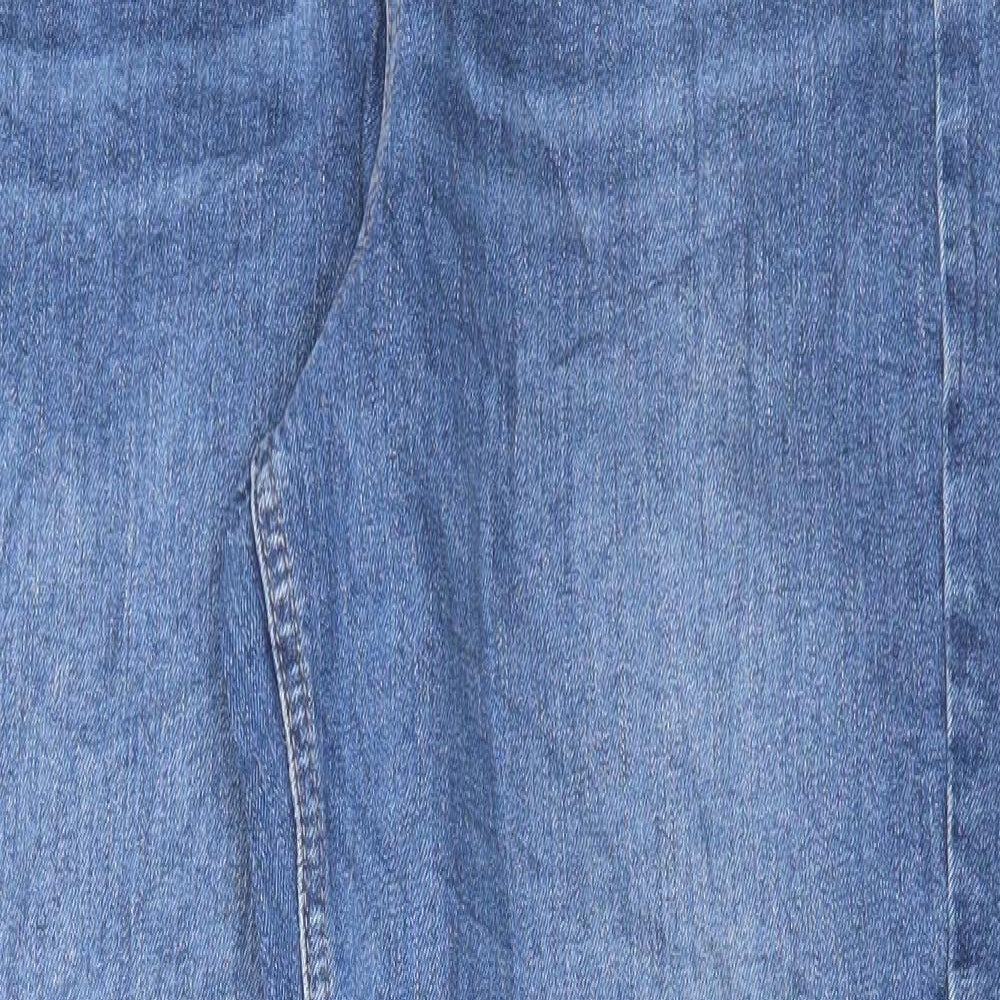 Marks and Spencer Womens Blue Cotton Mom Jeans Size 10 L30 in Regular Button