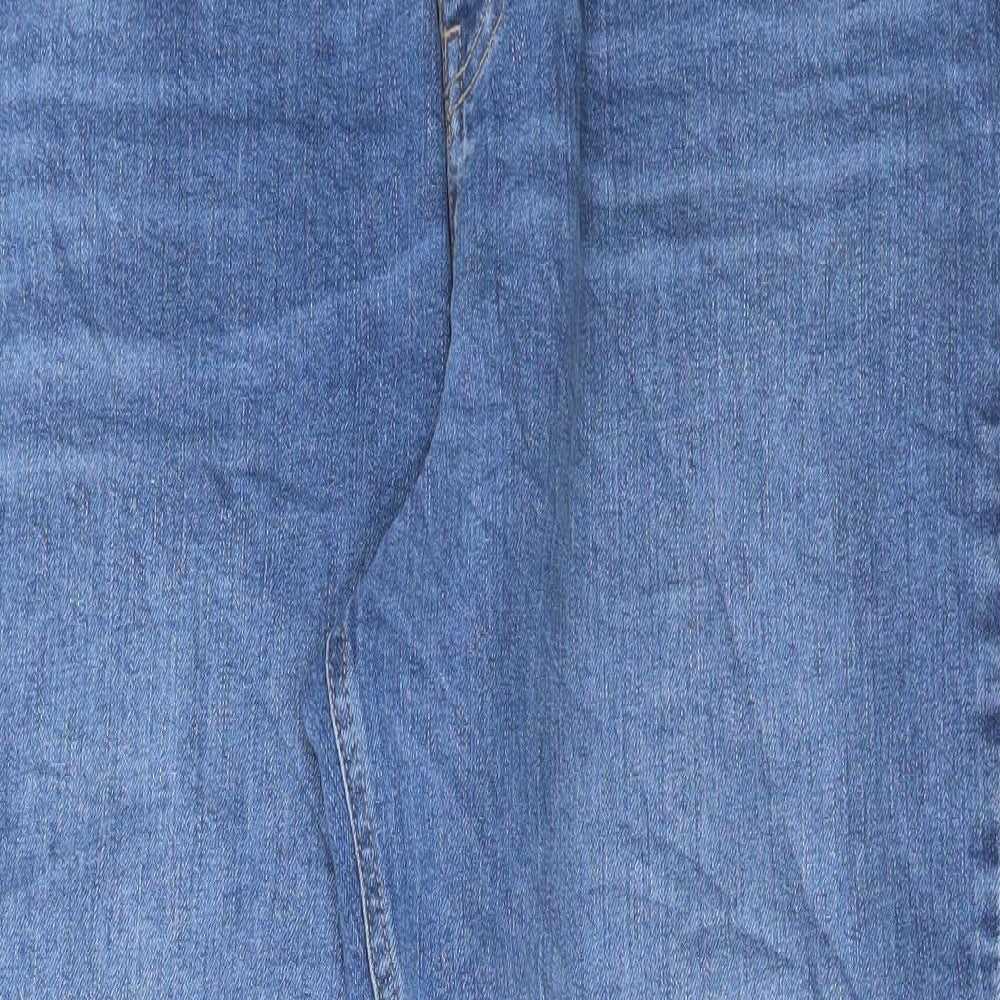 Marks and Spencer Womens Blue Cotton Mom Jeans Size 16 L30 in Regular Button
