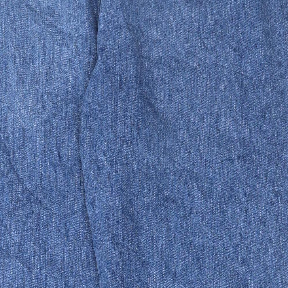 Marks and Spencer Womens Blue Cotton Mom Jeans Size 16 L30 in Regular Button