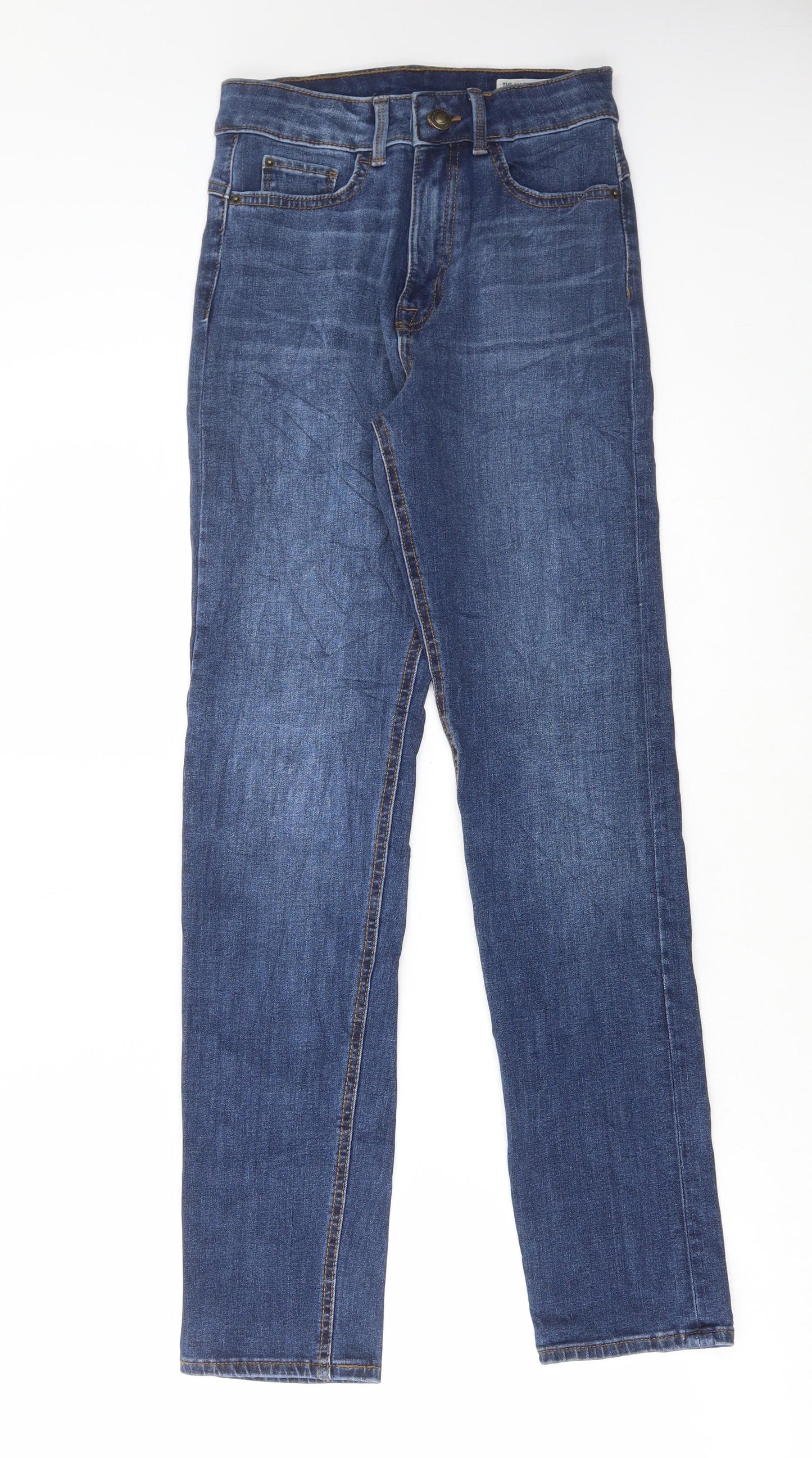 Marks and Spencer Womens Blue Cotton Straight Jeans Size 6 L29 in Regular Button