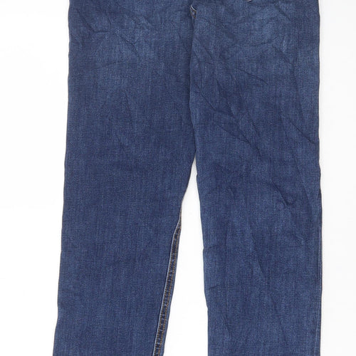 Marks and Spencer Womens Blue Cotton Straight Jeans Size 6 L29 in Regular Button