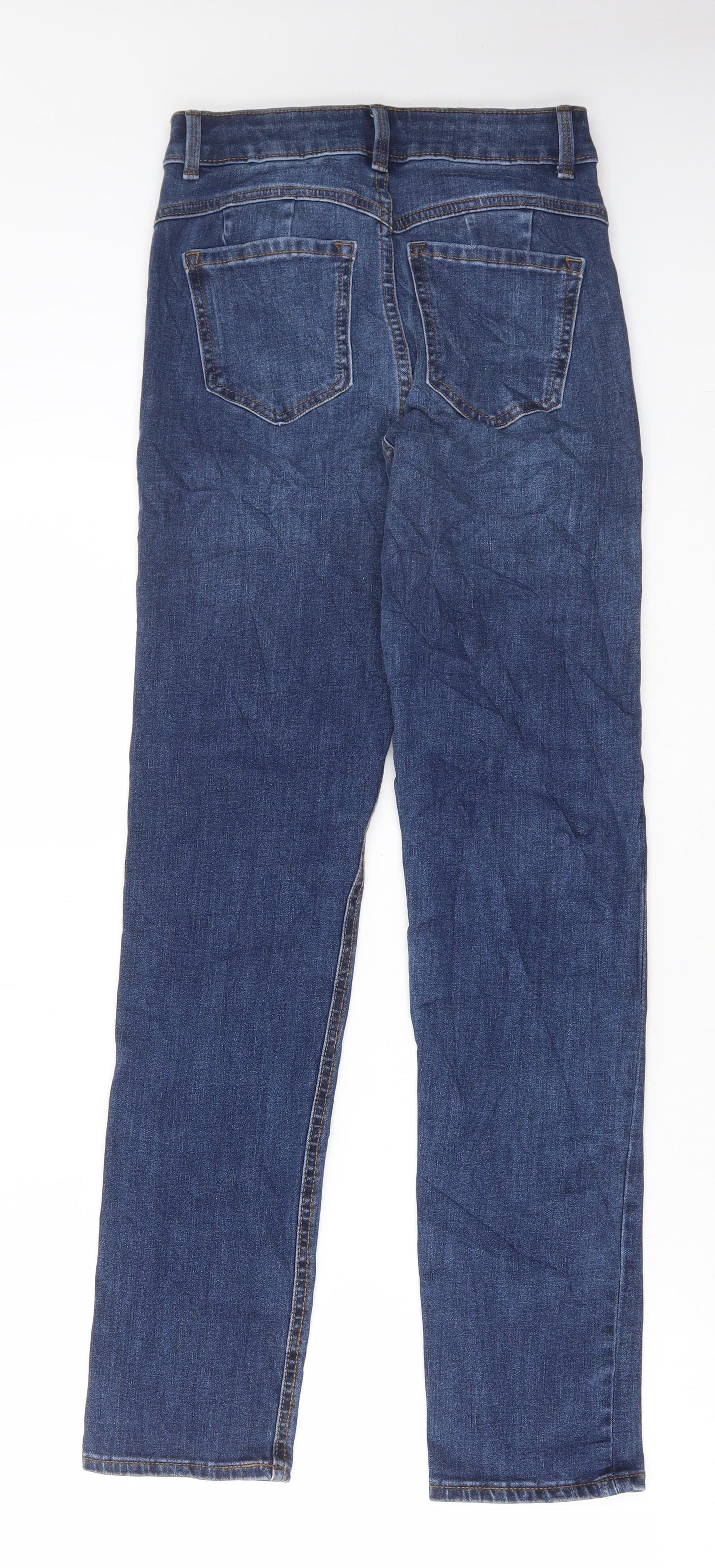 Marks and Spencer Womens Blue Cotton Straight Jeans Size 6 L29 in Regular Button