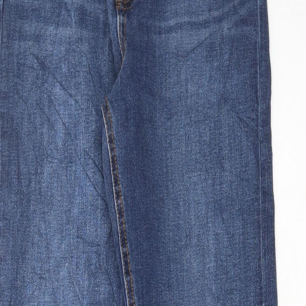 Marks and Spencer Womens Blue Cotton Straight Jeans Size 6 L29 in Regular Button