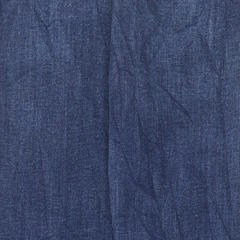 Marks and Spencer Womens Blue Cotton Straight Jeans Size 6 L29 in Regular Button