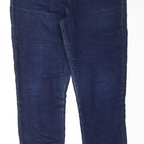 Marks and Spencer Womens Blue Cotton Skinny Jeans Size 12 L28 in Regular Button