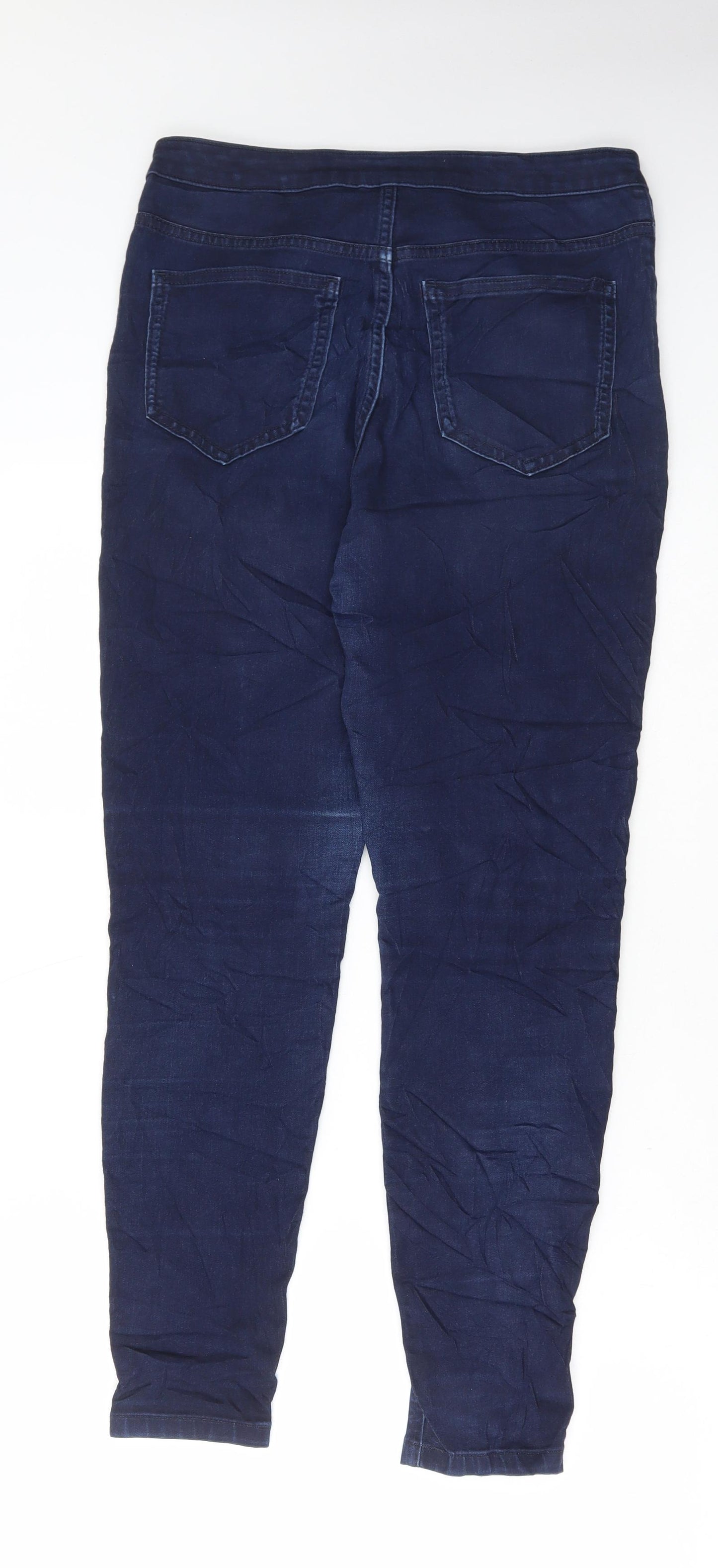 Marks and Spencer Womens Blue Cotton Skinny Jeans Size 12 L28 in Regular Button