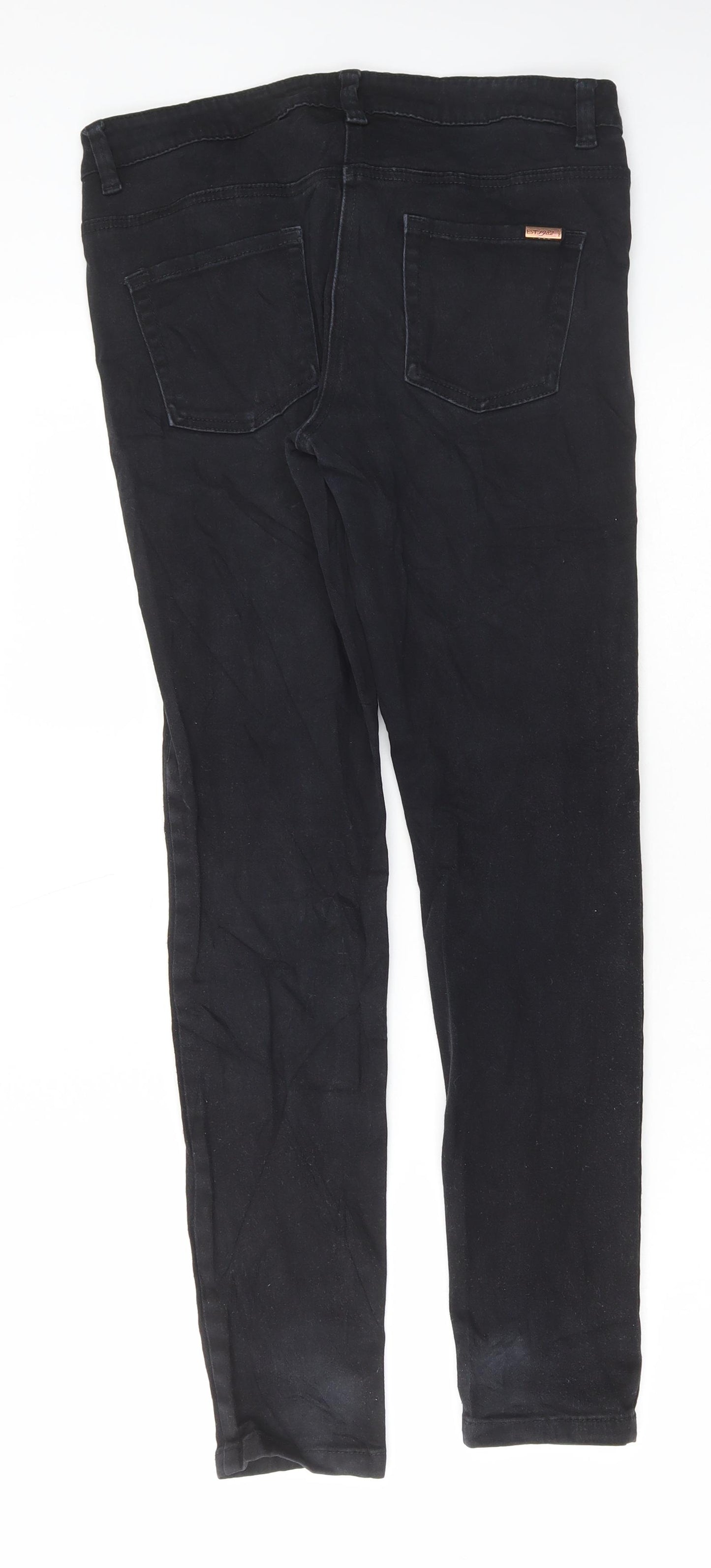 NEXT Womens Black Cotton Skinny Jeans Size 10 L28 in Regular Button