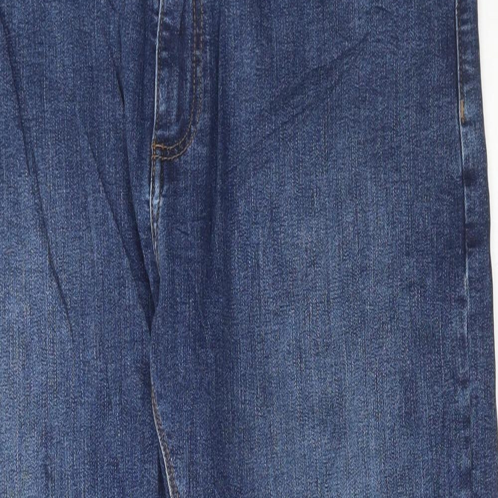 Marks and Spencer Mens Blue Cotton Straight Jeans Size 36 in L29 in Regular Button