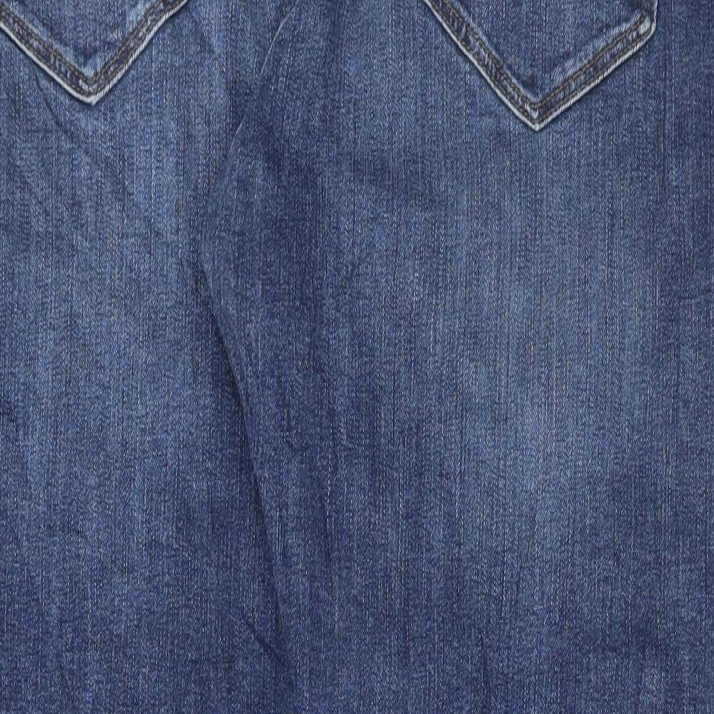 Marks and Spencer Mens Blue Cotton Straight Jeans Size 36 in L29 in Regular Button