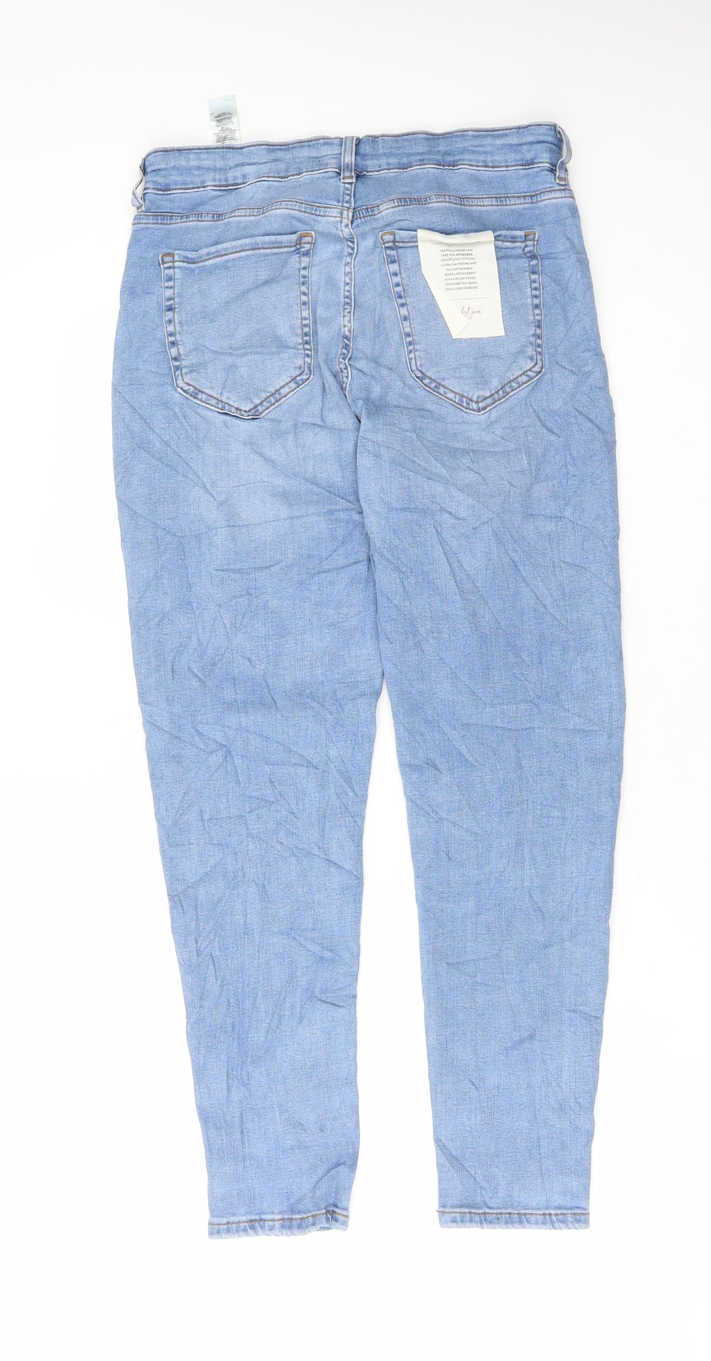 Marks and Spencer Womens Blue Cotton Skinny Jeans Size 14 L27 in Regular Button