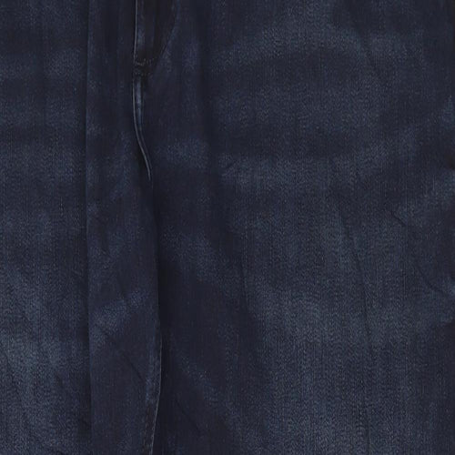 Marks and Spencer Mens Blue Cotton Straight Jeans Size 42 in L31 in Regular Button