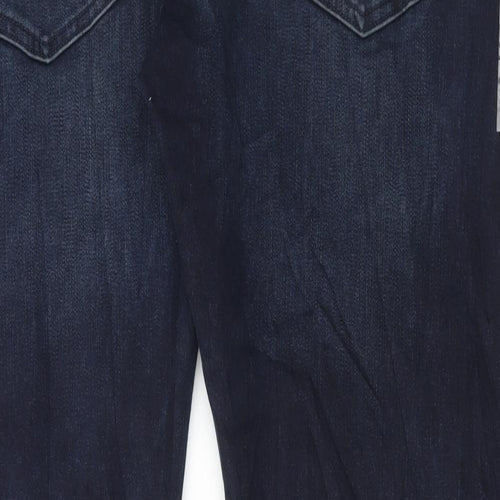 Marks and Spencer Mens Blue Cotton Straight Jeans Size 42 in L31 in Regular Button