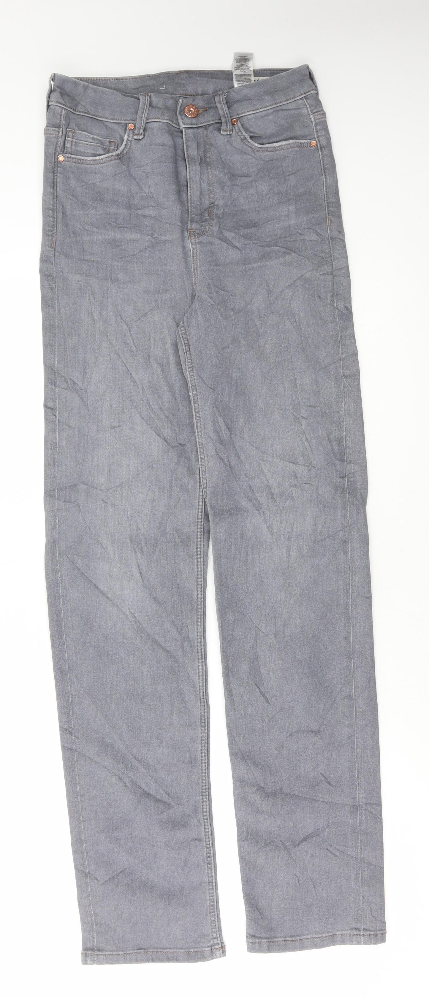 Marks and Spencer Womens Grey Cotton Straight Jeans Size 8 L31 in Regular Button