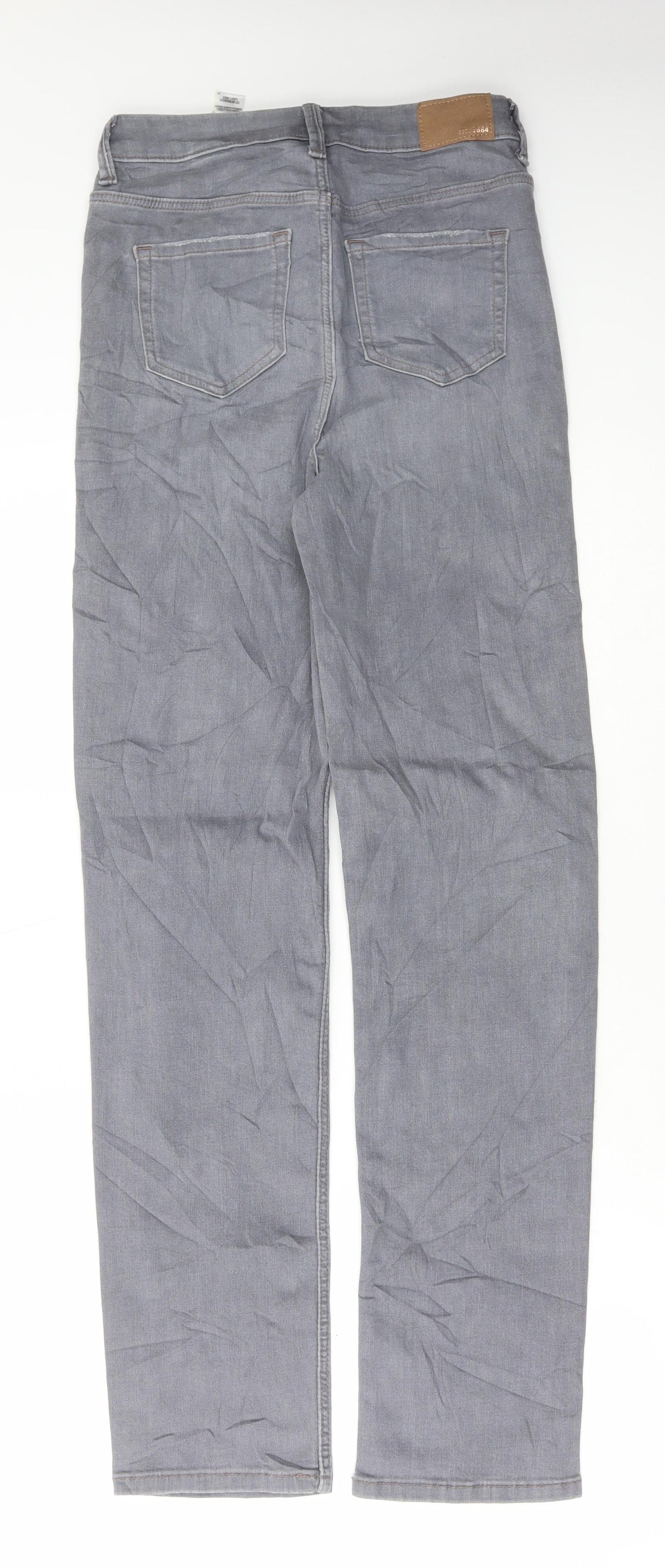 Marks and Spencer Womens Grey Cotton Straight Jeans Size 8 L31 in Regular Button