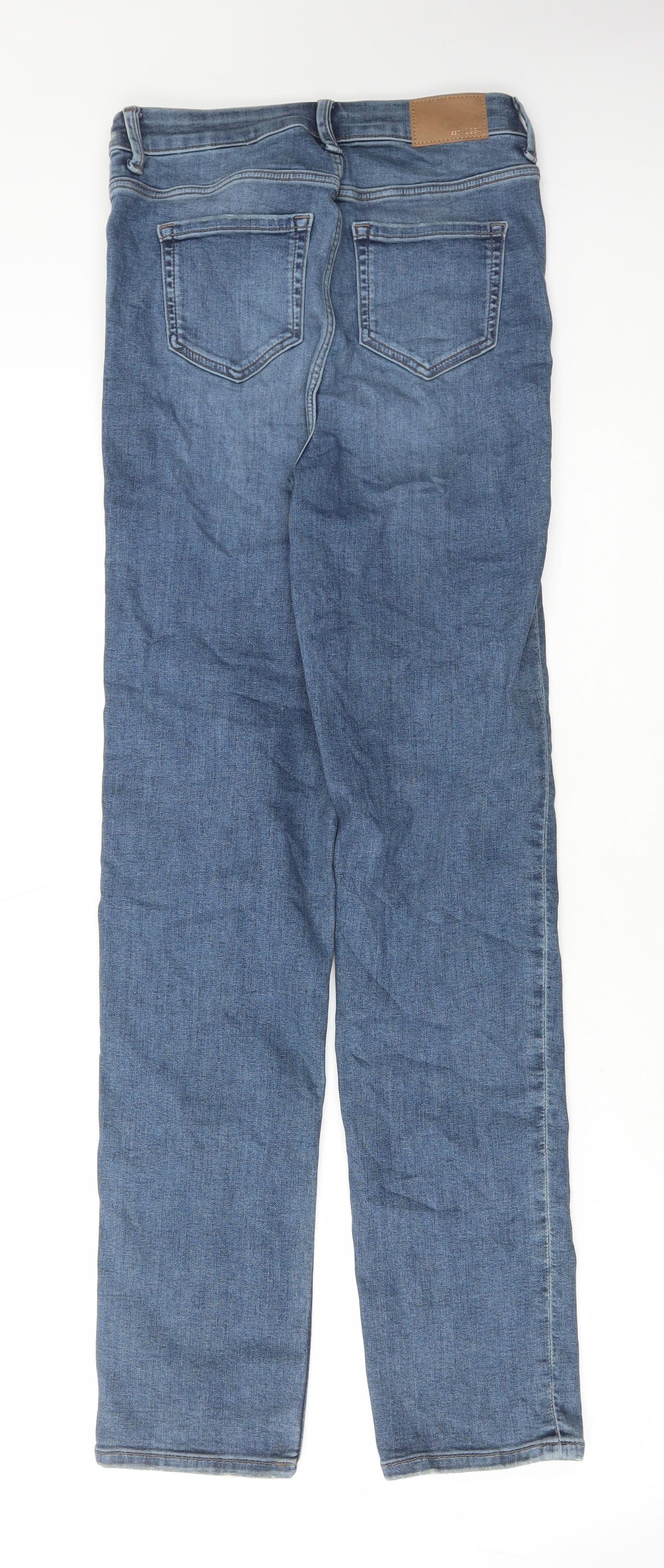 Marks and Spencer Womens Blue Cotton Straight Jeans Size 8 L31 in Regular Button