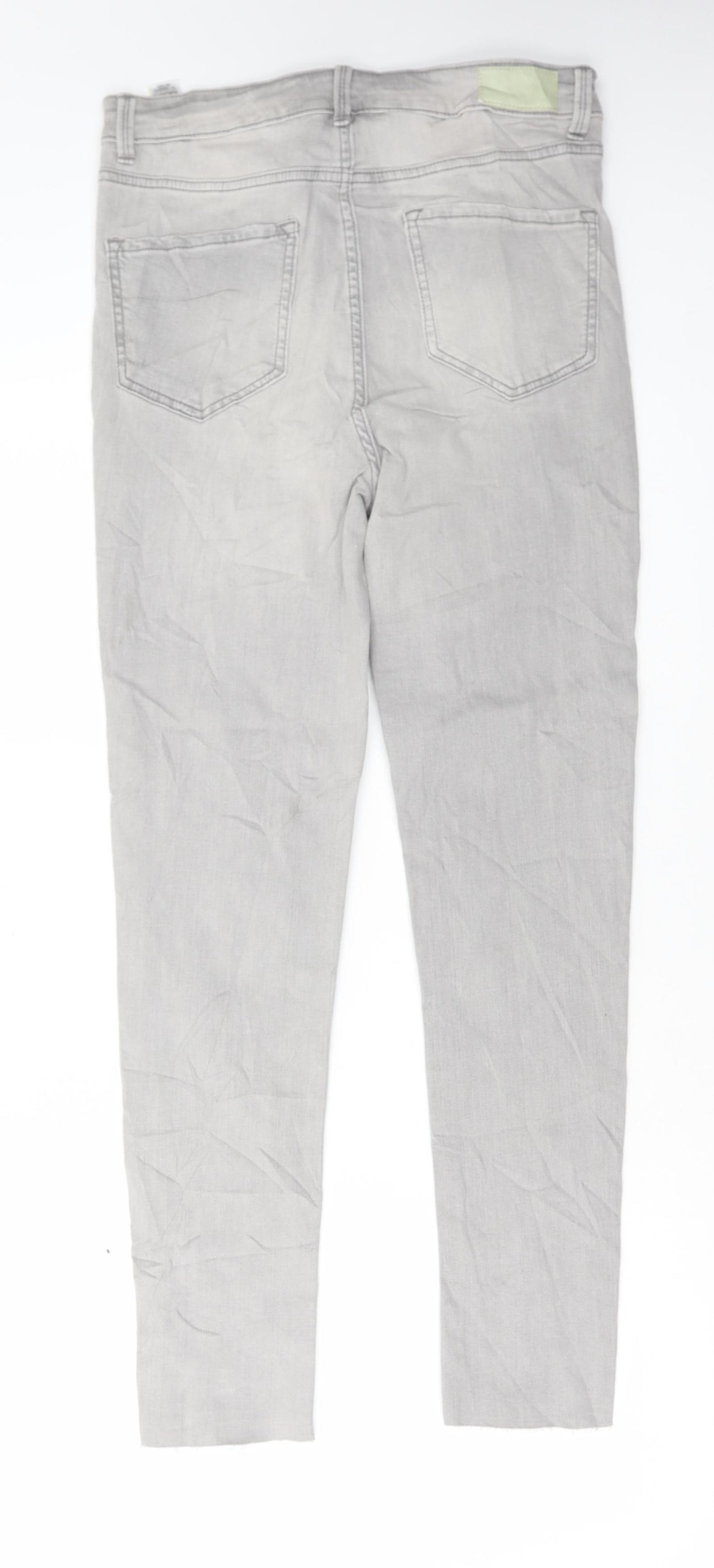 Marks and Spencer Womens Grey Cotton Skinny Jeans Size 12 L28 in Regular Button