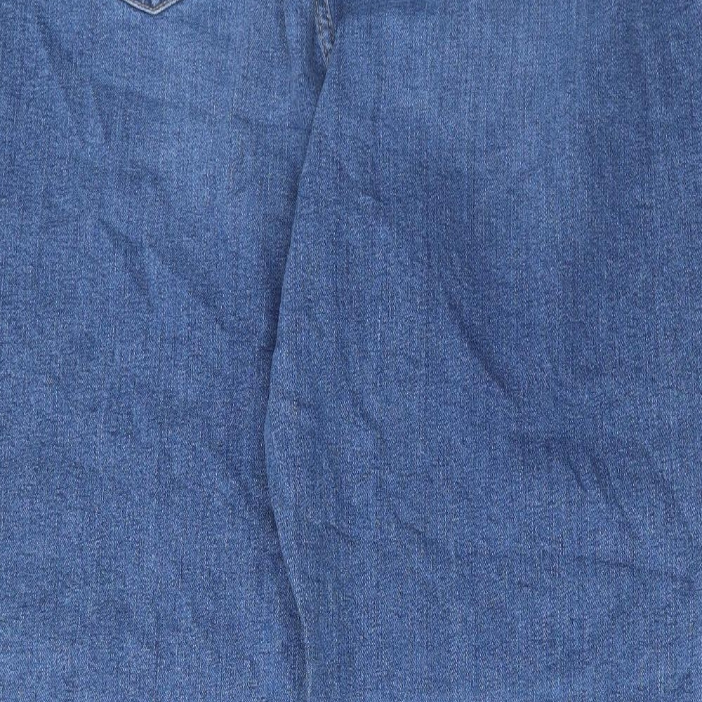 Marks and Spencer Womens Blue Cotton Mom Jeans Size 18 L29 in Regular Button