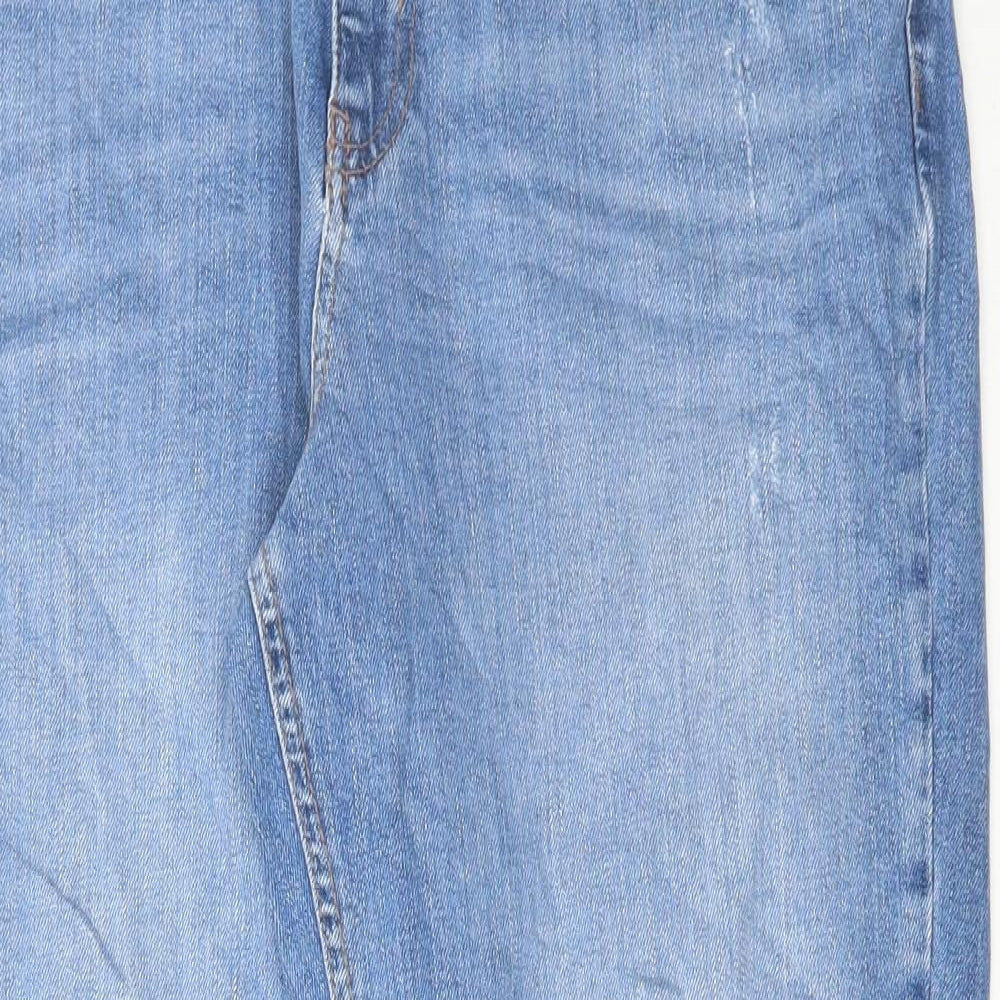 Marks and Spencer Womens Blue Cotton Mom Jeans Size 16 L25 in Regular Button