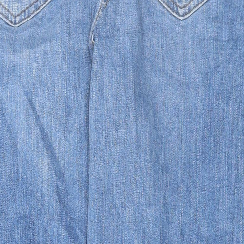 Marks and Spencer Womens Blue Cotton Mom Jeans Size 16 L25 in Regular Button